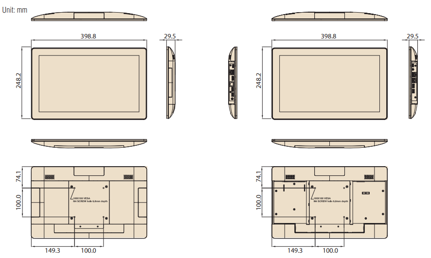 Plan mécanique - Advantech UTC-115 Ordinateur à panneau tactile